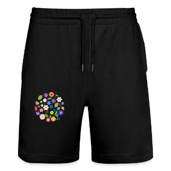 Wildflowers-gift idea - Stanley/Stella Trainer Unisex Organic Jogging Shorts - black - Front - Nik (191cm) & Marisol (170cm)