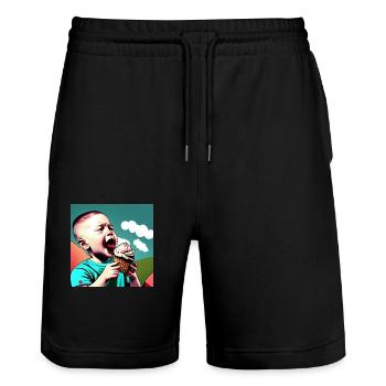Glace - Short de jogging bio TRAINER Stanley/Stella unisexe - noir - Devant - Nik (191cm) & Marisol (170cm)