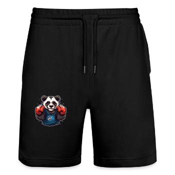 Panda Boxing Master - Short de jogging bio TRAINER Stanley/Stella unisexe - noir - Devant - Nik (191cm) & Marisol (170cm)
