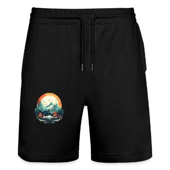 Landscape - Stanley/Stella Trainer Unisex Organic Jogging Shorts - black - Front - Nik (191cm) & Marisol (170cm)