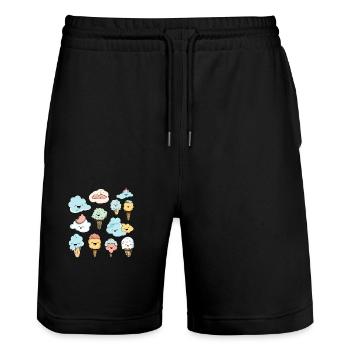 Kawaii-Eis und Waffeln - Stanley/Stella Unisex Bio Joggingshorts Trainer  - Schwarz - Vorne - Nik (191cm) & Marisol (170cm)