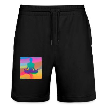 Yoga - Stanley/Stella Unisex Bio Joggingshorts Trainer  - Schwarz - Vorne - Nik (191cm) & Marisol (170cm)