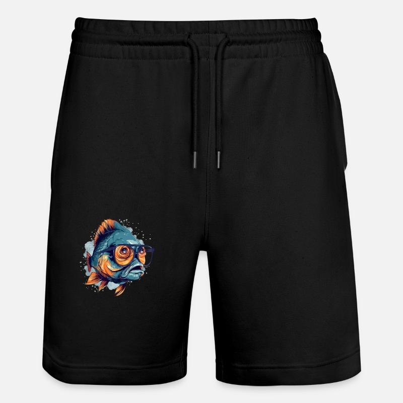 Blop le poisson à lunettes - Short de jogging bio TRAINER Stanley/Stella unisexe - noir