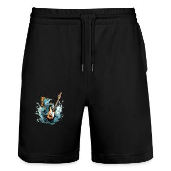 Zazo le poisson guitariste - Short de jogging bio TRAINER Stanley/Stella unisexe - noir - Devant - Nik (191cm) & Marisol (170cm)