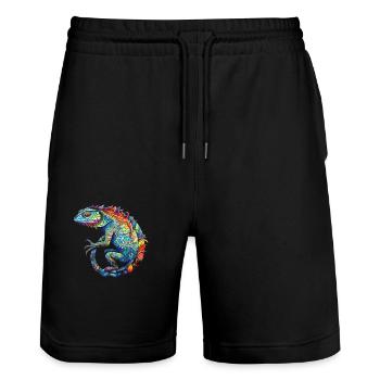 lizzard_art - Stanley/Stella Trainer Unisex Organic Jogging Shorts - black - Front - Nik (191cm) & Marisol (170cm)