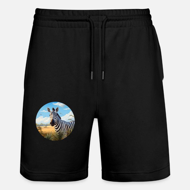 Zebra in Savanne - Stanley/Stella Unisex Bio Joggingshorts Trainer  - Schwarz