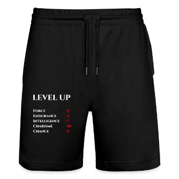 Level Up - Short de jogging bio TRAINER Stanley/Stella unisexe - noir - Devant - Nik (191cm) & Marisol (170cm)