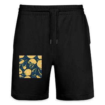 Lemon - Stanley/Stella Trainer Unisex Organic Jogging Shorts - black - Front - Nik (191cm) & Marisol (170cm)