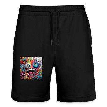 Monster Doodle 1 - Stanley/Stella Unisex Bio Joggingshorts Trainer  - Schwarz - Vorne - Nik (191cm) & Marisol (170cm)