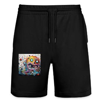 Monster Doodle 4 - Stanley/Stella Unisex Bio Joggingshorts Trainer  - Schwarz - Vorne - Nik (191cm) & Marisol (170cm)