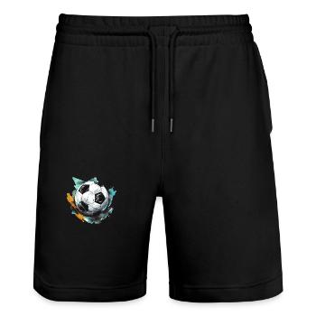 Fußball Ball - Stanley/Stella Unisex Bio Joggingshorts Trainer  - Schwarz - Vorne - Nik (191cm) & Marisol (170cm)