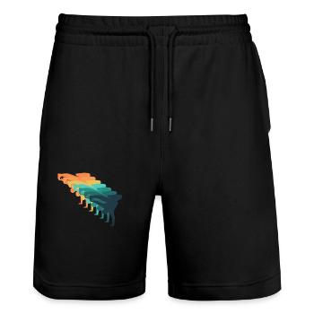 Retro breakdance - Stanley/Stella Trainer Unisex Organic Jogging Shorts - black - Front - Nik (191cm) & Marisol (170cm)