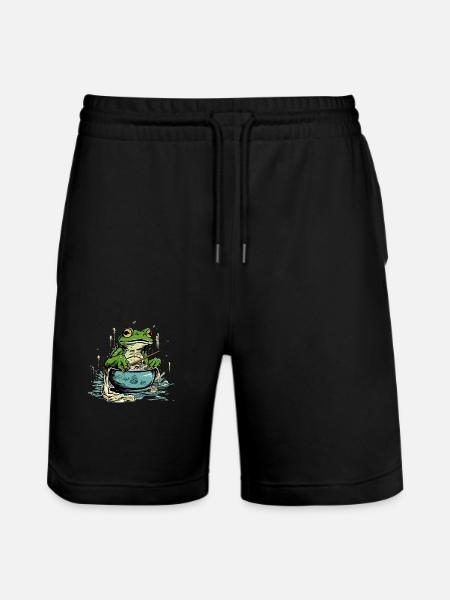 Miki the greedy frog - Stanley/Stella Trainer Unisex Organic Jogging Shorts - black