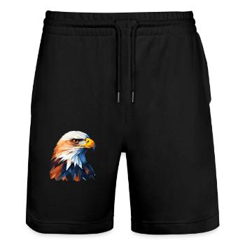 Portrait d’aigle à tête blanche pour les fans d’aigle - Short de jogging bio TRAINER Stanley/Stella unisexe - noir - Devant - Nik (191cm) & Marisol (170cm)