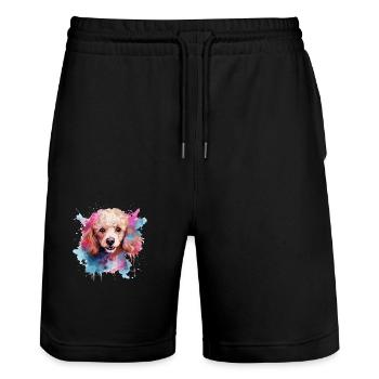 chien caniche - Short de jogging bio TRAINER Stanley/Stella unisexe - noir - Devant - Nik (191cm) & Marisol (170cm)