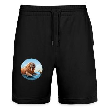Morse - Short de jogging bio TRAINER Stanley/Stella unisexe - noir - Devant - Nik (191cm) & Marisol (170cm)