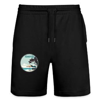 Tenerife Canary Islands Retro Beach - Stanley/Stella Trainer Unisex Organic Jogging Shorts - black - Front - Nik (191cm) & Marisol (170cm)