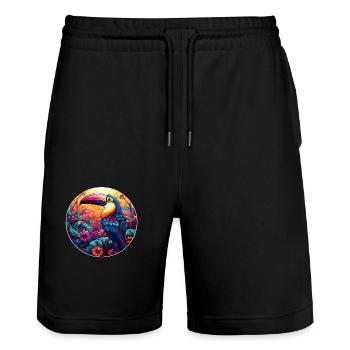 Toucan - Stanley/Stella Trainer Unisex Organic Jogging Shorts - black - Front - Nik (191cm) & Marisol (170cm)