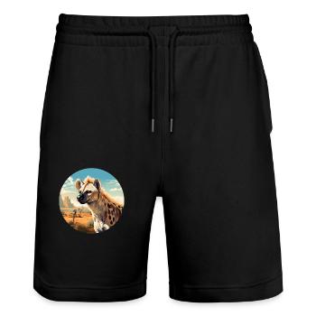 Hyena - Stanley/Stella Trainer Unisex Organic Jogging Shorts - black - Front - Nik (191cm) & Marisol (170cm)