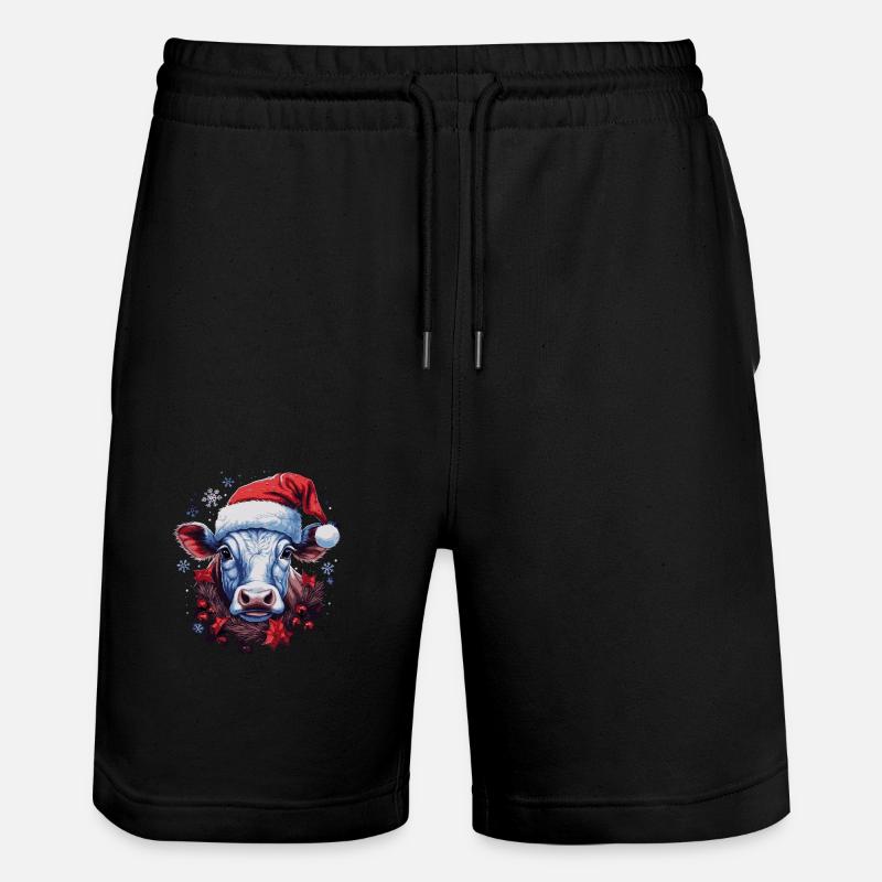 Weihnachtskuh - Stanley/Stella Unisex Bio Joggingshorts Trainer  - Schwarz