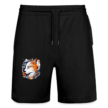 Bayo le renard - Short de jogging bio TRAINER Stanley/Stella unisexe - noir - Devant - Nik (191cm) & Marisol (170cm)