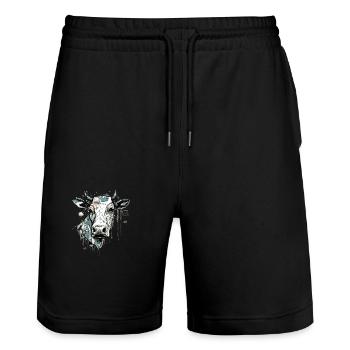 Groa la vache - Short de jogging bio TRAINER Stanley/Stella unisexe - noir - Devant - Nik (191cm) & Marisol (170cm)