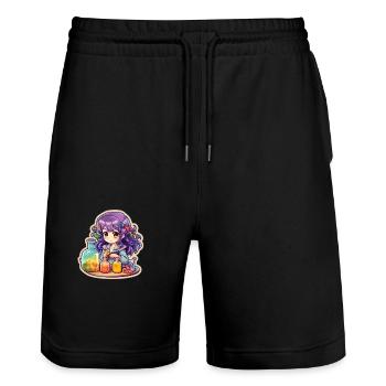 Colorful Alchemist Cartoon Mixing - Stanley/Stella Unisex Bio Joggingshorts Trainer  - Schwarz - Vorne - Nik (191cm) & Marisol (170cm)