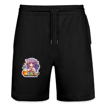 Colorful Alchemist Cute and Cartoonish - Stanley/Stella Unisex Bio Joggingshorts Trainer  - Schwarz - Vorne - Nik (191cm) & Marisol (170cm)
