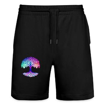 Tree of Life Meditation Yoga Tree of Life - Stanley/Stella Trainer Unisex Organic Jogging Shorts - black - Front - Nik (191cm) & Marisol (170cm)
