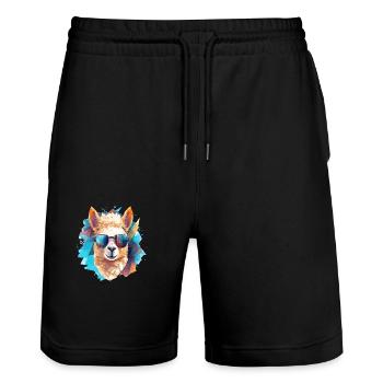 Alpaga avec casque Type Polygone - Short de jogging bio TRAINER Stanley/Stella unisexe - noir - Devant - Nik (191cm) & Marisol (170cm)