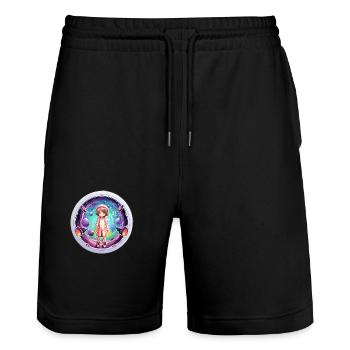Cartoon Dimension Traveler Shirt - Stanley/Stella Unisex Bio Joggingshorts Trainer  - Schwarz - Vorne - Nik (191cm) & Marisol (170cm)