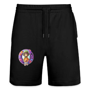 mauel A sticker of a cute cartoonish dimension tr - Stanley/Stella Unisex Bio Joggingshorts Trainer  - Schwarz - Vorne - Nik (191cm) & Marisol (170cm)