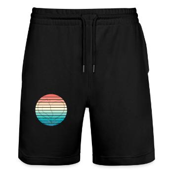 Retro Herz Pferd - Stanley/Stella Unisex Bio Joggingshorts Trainer  - Schwarz - Vorne - Nik (191cm) & Marisol (170cm)