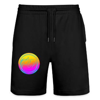 Neon Horse Lover - Stanley/Stella Unisex Bio Joggingshorts Trainer  - Schwarz - Vorne - Nik (191cm) & Marisol (170cm)