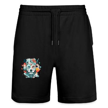 Kizo der König der Löwen - Stanley/Stella Unisex Bio Joggingshorts Trainer  - Schwarz - Vorne - Nik (191cm) & Marisol (170cm)