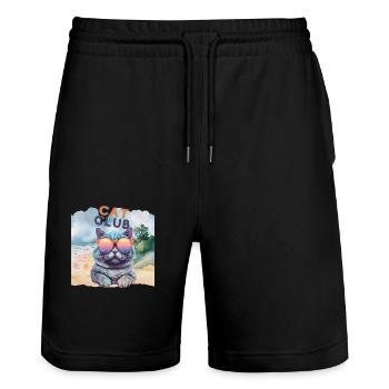 Cat Club - Stanley/Stella Unisex Bio Joggingshorts Trainer  - Schwarz - Vorne - Nik (191cm) & Marisol (170cm)