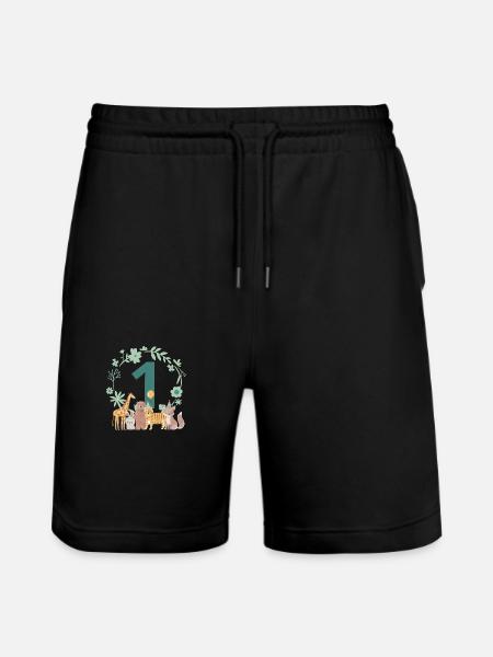 1st anniversary - first anniversary animals - Stanley/Stella Trainer Unisex Organic Jogging Shorts - black