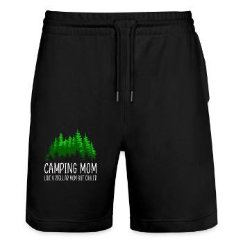 Camping Mom Geschenk Mama Wald - Stanley/Stella Unisex Bio Joggingshorts Trainer  - Schwarz - Vorne - Nik (191cm) & Marisol (170cm)