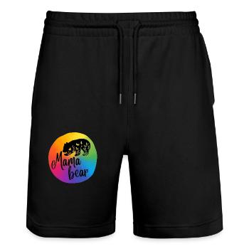 Mamabear, rainbow - Stanley/Stella Trainer Unisex Organic Jogging Shorts - black - Front - Nik (191cm) & Marisol (170cm)
