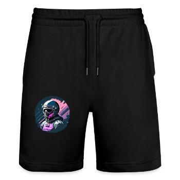 Silhouette d’astronaute - Short de jogging bio TRAINER Stanley/Stella unisexe - noir - Devant - Nik (191cm) & Marisol (170cm)