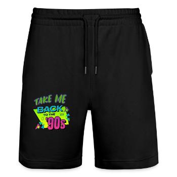 90er Jahre Niedlich 80er Jahre Retro Vintage Lustig Cool Nostalgie - Stanley/Stella Unisex Bio Joggingshorts Trainer  - Schwarz - Vorne - Nik (191cm) & Marisol (170cm)
