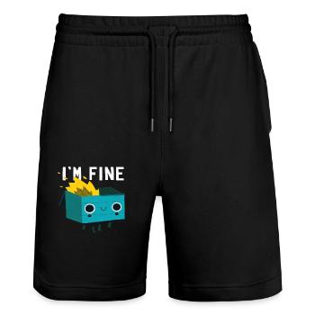 I ́m Fine - Stanley/Stella Trainer Unisex Organic Jogging Shorts - black - Front - Nik (191cm) & Marisol (170cm)