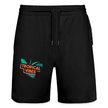 Sayings - Stanley/Stella Trainer Unisex Organic Jogging Shorts - black - Front - Nik (191cm) & Marisol (170cm)