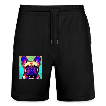 Bouledogue français Pop Art - Short de jogging bio TRAINER Stanley/Stella unisexe - noir - Devant - Nik (191cm) & Marisol (170cm)