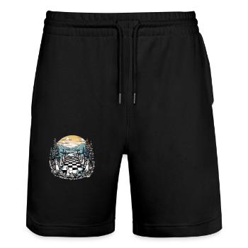 Chess Forest - Stanley/Stella Trainer Unisex Organic Jogging Shorts - black - Front - Nik (191cm) & Marisol (170cm)