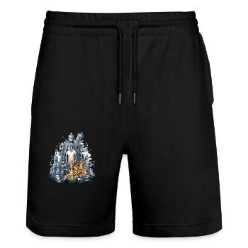 Schach-Gemetzel - Stanley/Stella Unisex Bio Joggingshorts Trainer  - Schwarz - Vorne - Nik (191cm) & Marisol (170cm)