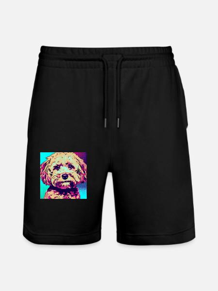 Poodle Cross Pop Art - Stanley/Stella Trainer Unisex Organic Jogging Shorts - black