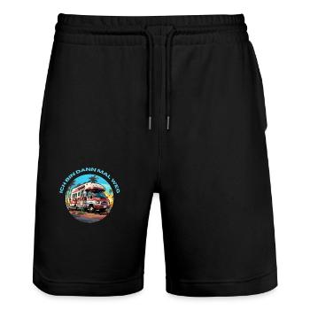 Ich bin dann mal weg - Stanley/Stella Unisex Bio Joggingshorts Trainer  - Schwarz - Vorne - Nik (191cm) & Marisol (170cm)
