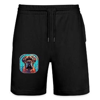 Colorful English Mastiff Dog Breed Watercolor Glas - Stanley/Stella Trainer Unisex Organic Jogging Shorts - black - Front - Nik (191cm) & Marisol (170cm)