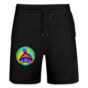 Schildkröte - Stanley/Stella Unisex Bio Joggingshorts Trainer  - Schwarz - Vorne - Nik (191cm) & Marisol (170cm)